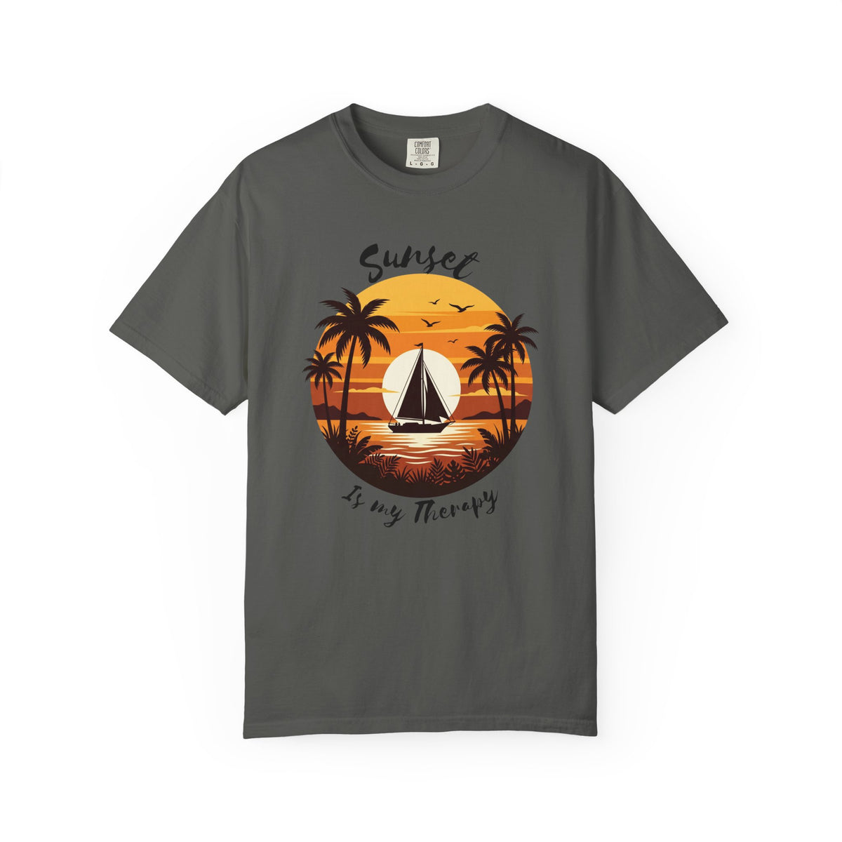 Sunset Sailboat T-Shirt, Tropical Palm Tree Beach Tee, Retro Sailing Shirt, Comfort Colors, Summer Vacation Gift, Ocean Lover