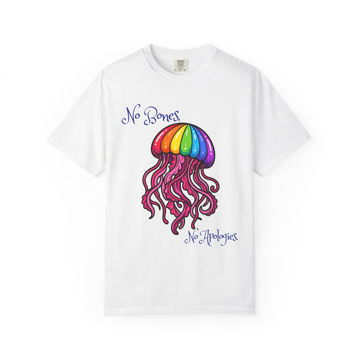 Rainbow Jellyfish No Bones No Apologies T-shirt | Pride Marine Illustration