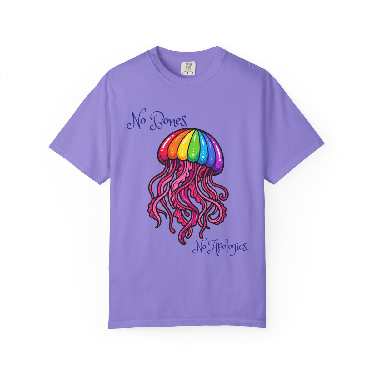 Rainbow Jellyfish No Bones No Apologies T-shirt | Pride Marine Illustration