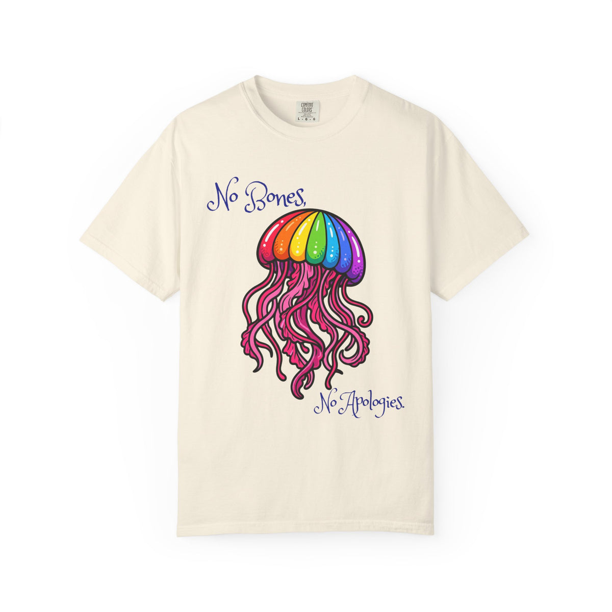Rainbow Jellyfish No Bones No Apologies T-shirt | Pride Marine Illustration