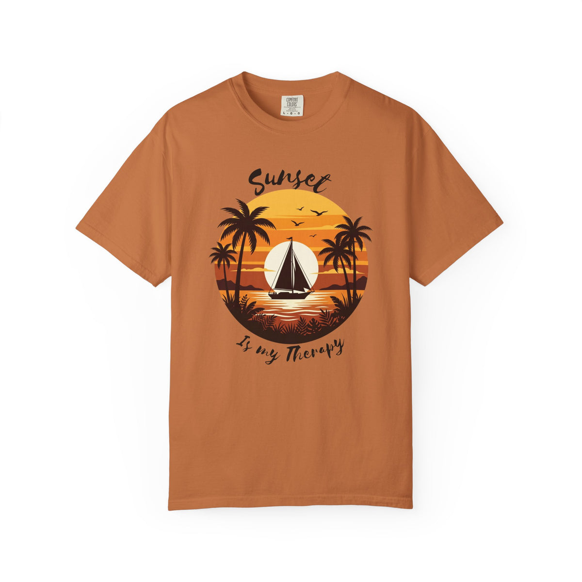 Sunset Sailboat T-Shirt, Tropical Palm Tree Beach Tee, Retro Sailing Shirt, Comfort Colors, Summer Vacation Gift, Ocean Lover