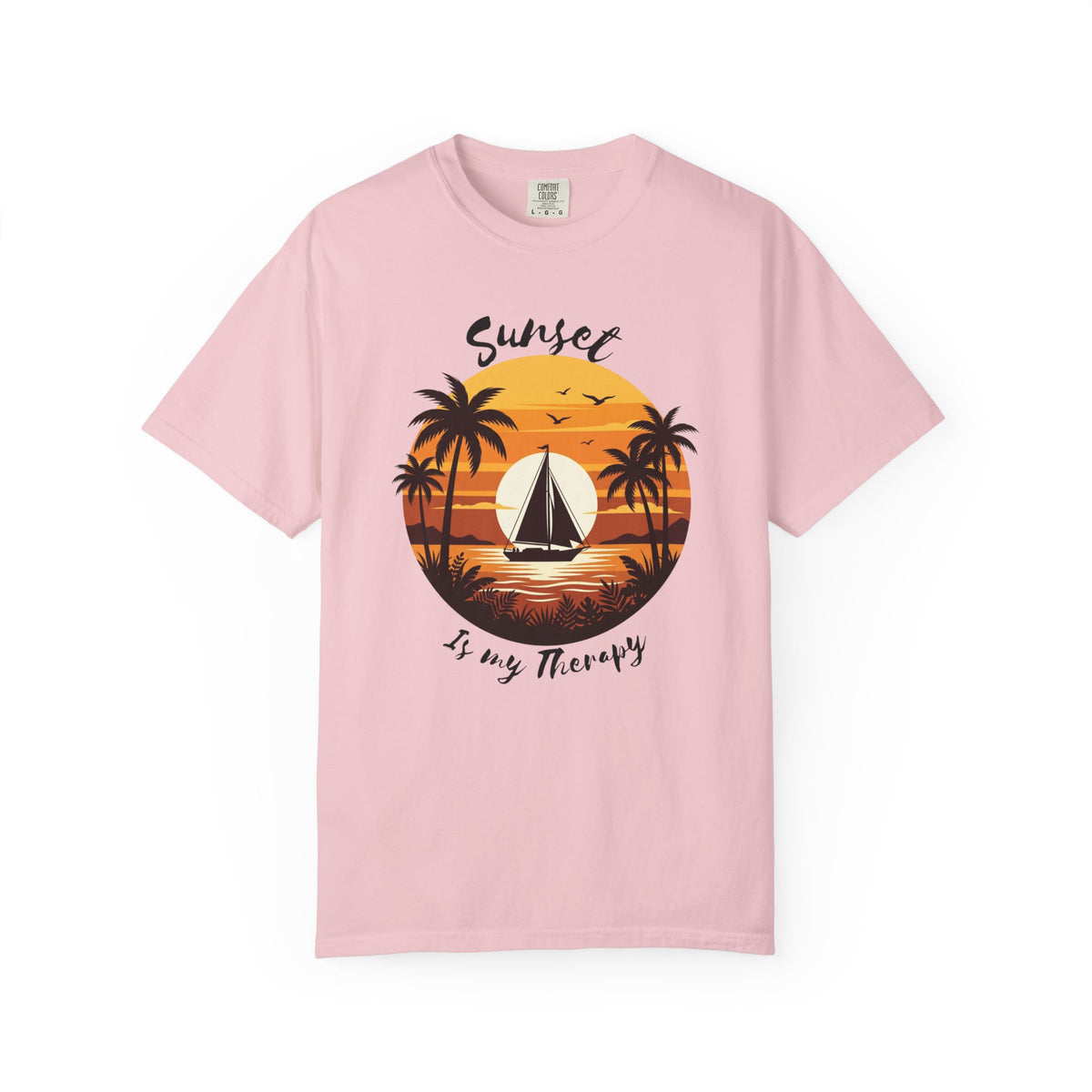 Sunset Sailboat T-Shirt, Tropical Palm Tree Beach Tee, Retro Sailing Shirt, Comfort Colors, Summer Vacation Gift, Ocean Lover