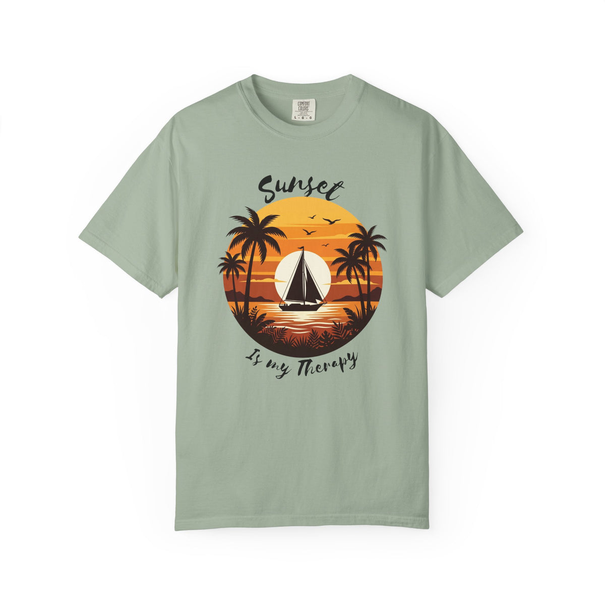Sunset Sailboat T-Shirt, Tropical Palm Tree Beach Tee, Retro Sailing Shirt, Comfort Colors, Summer Vacation Gift, Ocean Lover