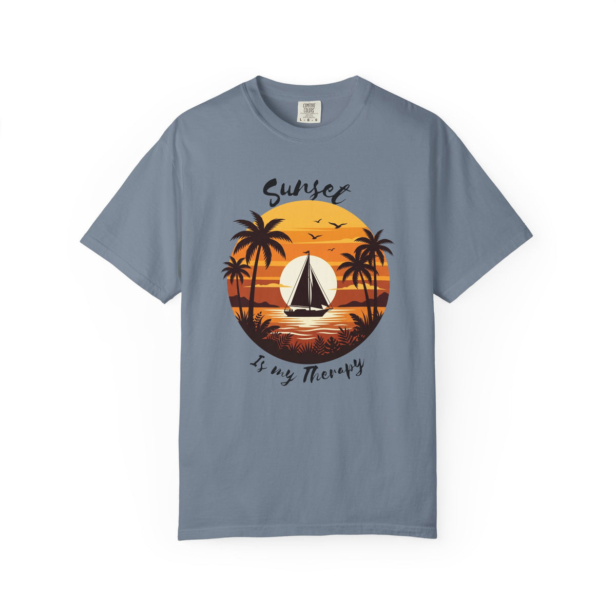 Sunset Sailboat T-Shirt, Tropical Palm Tree Beach Tee, Retro Sailing Shirt, Comfort Colors, Summer Vacation Gift, Ocean Lover