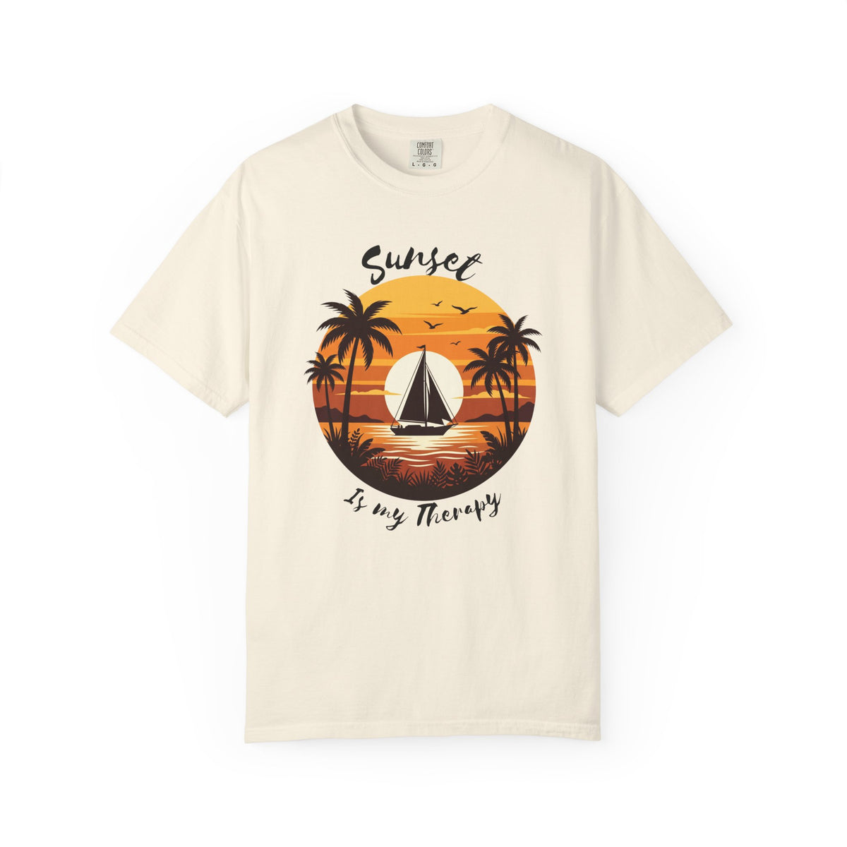Sunset Sailboat T-Shirt, Tropical Palm Tree Beach Tee, Retro Sailing Shirt, Comfort Colors, Summer Vacation Gift, Ocean Lover
