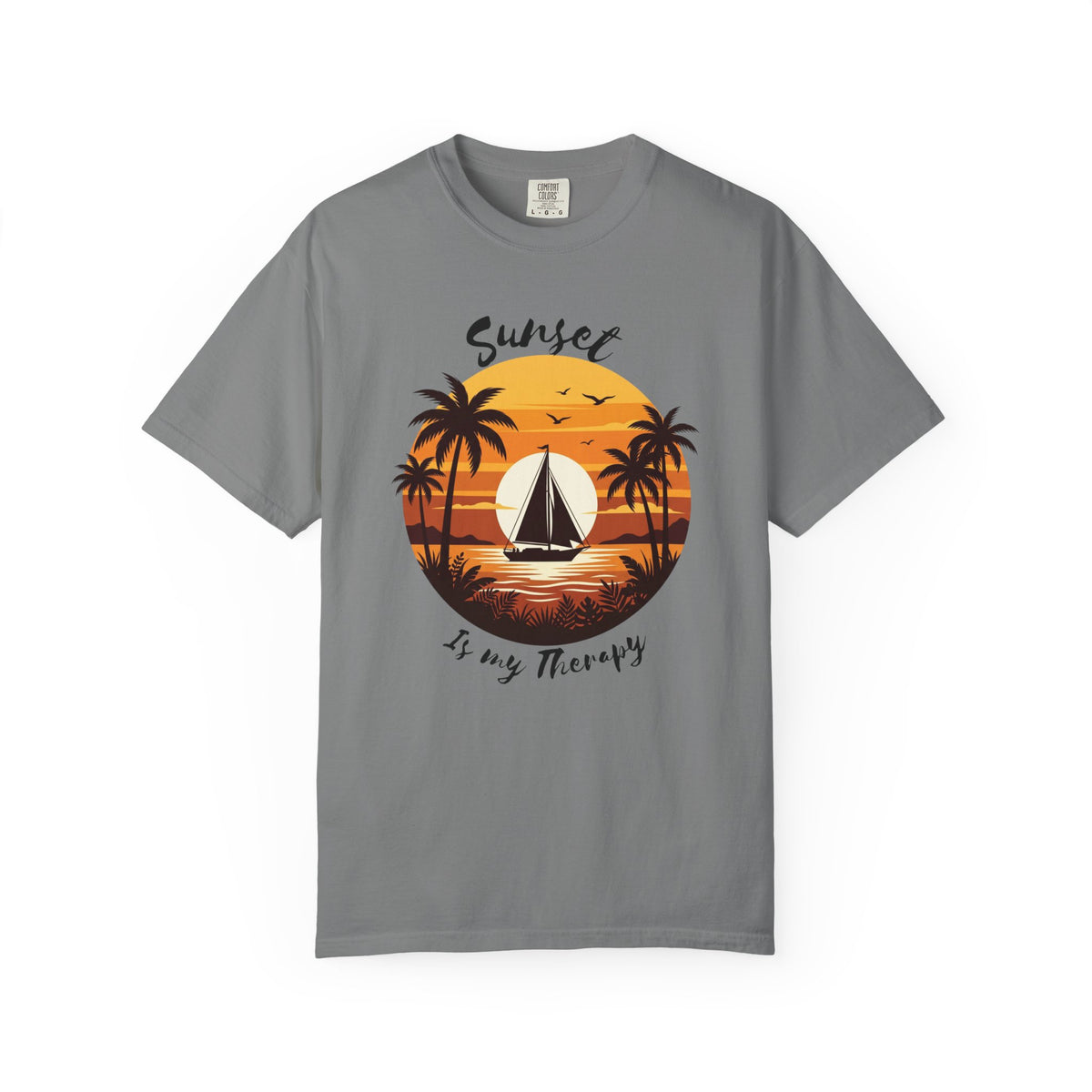 Sunset Sailboat T-Shirt, Tropical Palm Tree Beach Tee, Retro Sailing Shirt, Comfort Colors, Summer Vacation Gift, Ocean Lover