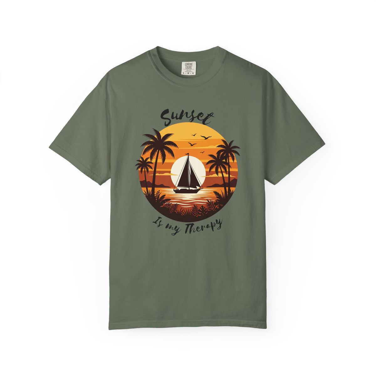 Sunset Sailboat T-Shirt, Tropical Palm Tree Beach Tee, Retro Sailing Shirt, Comfort Colors, Summer Vacation Gift, Ocean Lover