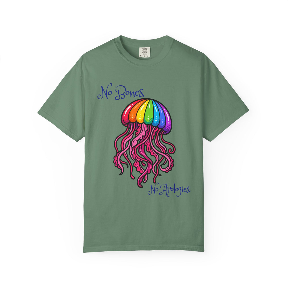 Rainbow Jellyfish No Bones No Apologies T-shirt | Pride Marine Illustration